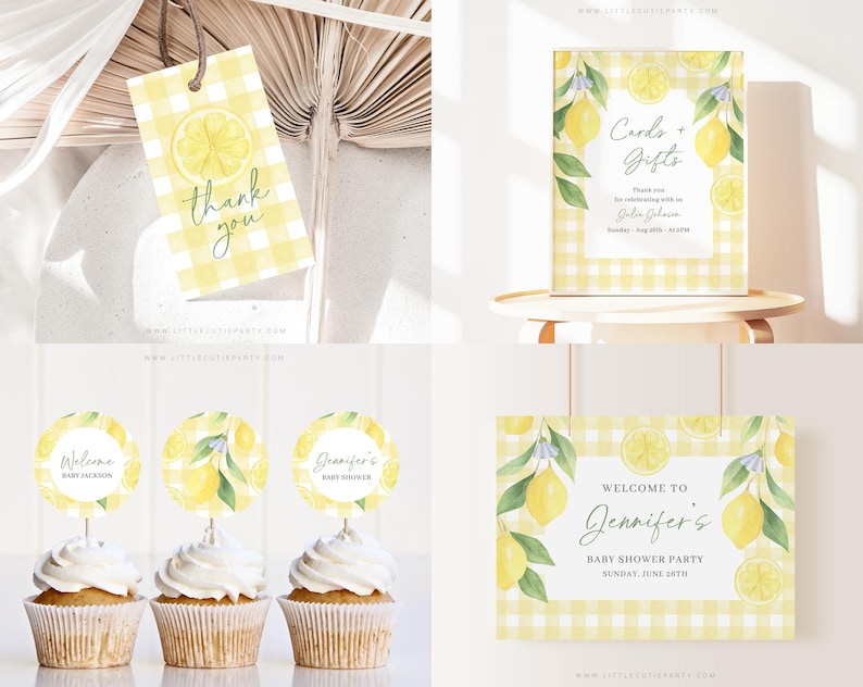 Redigerbart Mamas Main Squeeze Baby Shower-paket, Citron Baby Shower-paket med Main Squeeze Baby Shower-spel och dekor LMNBS003 bild 3