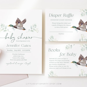 Editable Mallard Duck Baby Shower Invitation Set (Digital Download) MALBS001