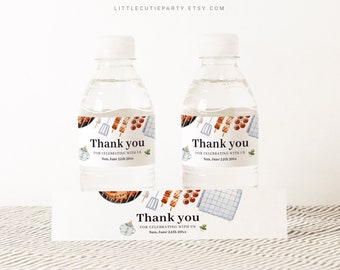 Bearbeitbare Barbeque-Wasserflaschenetiketten, Flaschenetikett für BabyQ Babyparty Patry-Dekorationen Thema BBQBS001