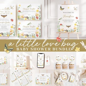 Editable Little Love Bug Baby Shower Bundle, Lovebug Baby Shower Invite Bundle with Lovebug Shower Games and Decor LVBBS001