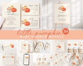 Little Pumpkin Baby Shower Bundle, Editable Invitations, Games (Digital) PMKBS001