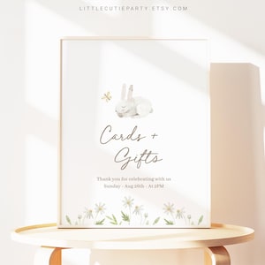 Editable Bunny Baby Shower Sign Template, Rabbit Baby Shower Custom Sign BUNBS001