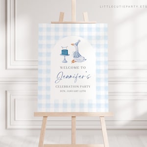 Editable One Silly Goose Birthday Welcome Sign, Blue Goose Baby Shower Welcome Board, Sign, One Silly Goose Boy Welcome Template GOSBD002