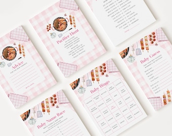 10 Editable Babyq Baby Pink Shower Games, BBQ Baby Shower Pink Games Bundle, Baby Q Girl Baby Set Baby Shower Party Games BBQBS003
