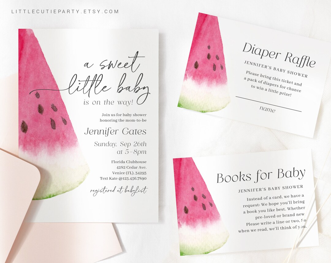 Editable Watermelon Baby Shower Invitation Melon Baby Shower Etsy