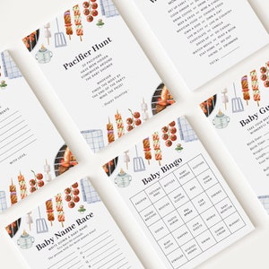10 Editable Babyq Baby Shower Games, Barbeque Baby Shower Games Bundle, Bbq Baby Set Neutral Baby Shower Party Games BBQBS001