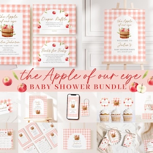 Editable Apple of Our Eye Bundle, Apple of Our Eye Baby Shower Bundle with Fall Baby Shower Games Bundle and Decor APPBS001