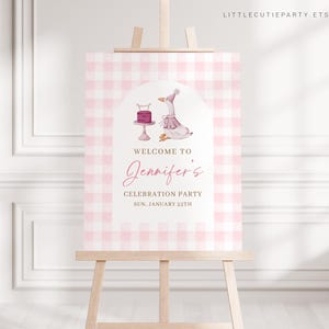 Editable One Silly Goose Birthday Welcome Sign, Pink Goose Baby Shower Welcome Board, Sign, One Silly Goose Girl Welcome Template GOSBD001