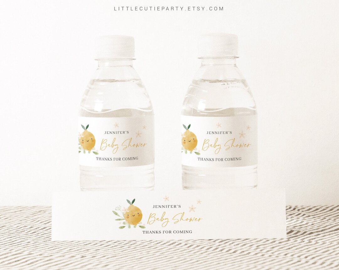 Editable Lemon Water Bottle Labels, Bottle Label for Lemon Baby Shower ...