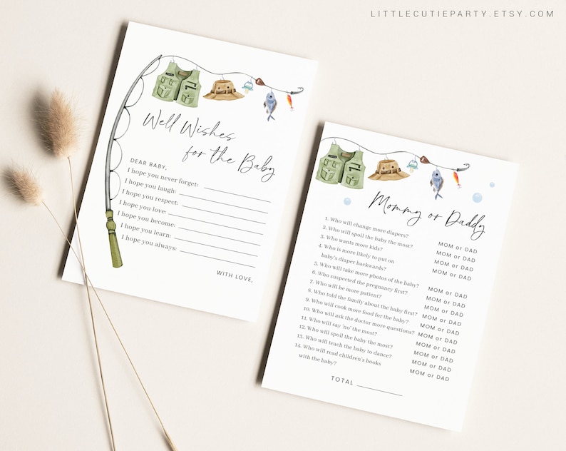 Editable A Little Fisherman Baby Shower Invitation Bundle, Fishing Baby Shower Invite Set with Game Bundle and Fisherman Decoration LFMBS001 image 8