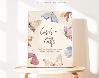 Plantilla de letrero para baby shower con mariposas, decoración personalizada para fiestas (descarga digital) BUTFBS001