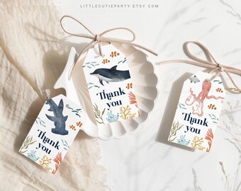 Editable Ocean Baby Shower Thank You Tags (Digital Download) OCENBS002