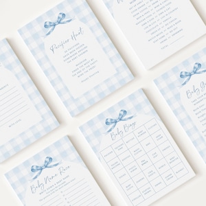 10 Editable Blue Gingham Baby Shower Games, Baby Boy Shower Games Bundle,  Blue Gingham Set Neutral Baby Shower Party Games BGHBS001