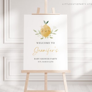 Editable Lemon Baby Shower Welcome Sign, Citrus Baby Shower Sign, Welcome Board, Welcome Template Shower Decoration LMNBS002