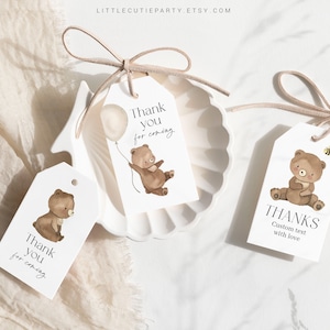 Editable Bearly Wait Baby Shower Favor Tag, Thank You Favor Tag, Thank you Tags, Gift Tag for Bearly Wait Baby Shower Favors BRWBS001