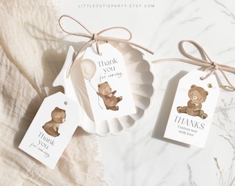 Etichetta modificabile per bomboniere per baby shower Bearly Wait, etichetta per bomboniere di ringraziamento, etichette di ringraziamento, etichetta regalo per bomboniere per baby shower Bearly Wait BRWBS001
