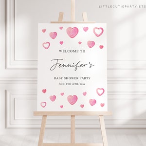 Editable A Little Sweetheart Baby Shower Welcome Sign, Welcome Board, Welcome Template Heart Shower Decorations SWHBS001