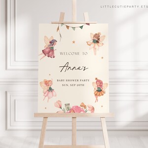 Editable Fairy Baby Shower Welcome Sign, Welcome Board, Welcome Template Fairy Party FAIRBS001