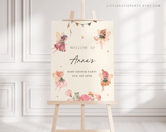 Editable Fairy Baby Shower Welcome Sign Template FAIRBS001