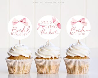 36 Pcs Pink Bow Cupcake Toppers - Coquette Style Ribbon Decorations For Baby Shower, Birthday, Wedding, Bridal Party