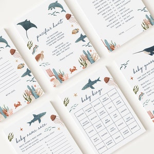10 Editable Ocean Baby Shower Games, Under the Sea Baby Shower Games, Nautical Baby Shower Game Bundle, Sea and Ocean Theme OCENBS001