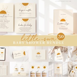 Editable A Little Ray of Sunshine Baby Shower Bundle, Sunshine Baby Shower Invitation Bundle, with Games Bundle and All Decorations SUNBS001