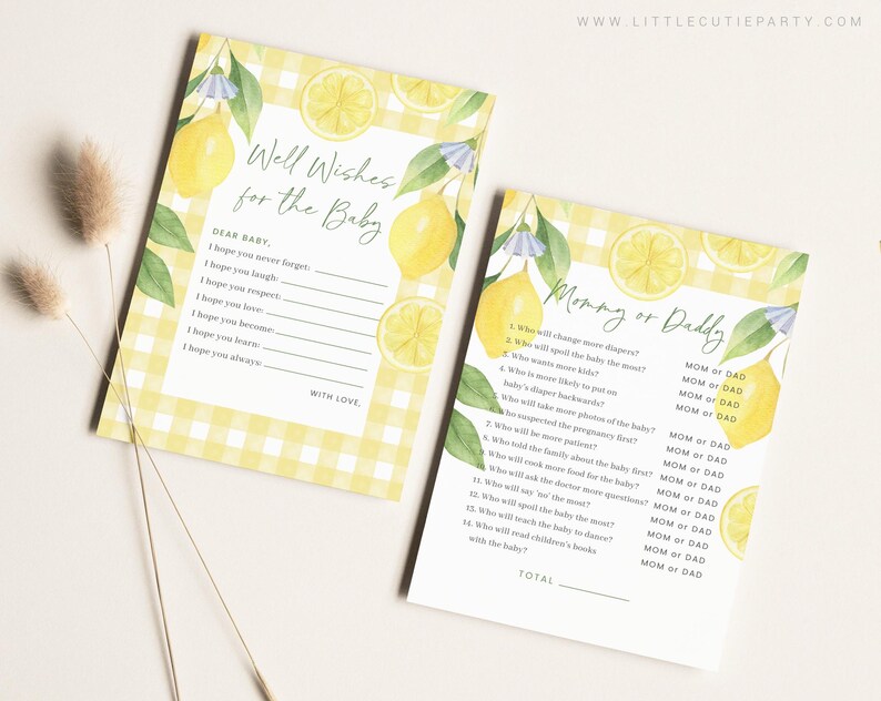 Redigerbart Mamas Main Squeeze Baby Shower-paket, Citron Baby Shower-paket med Main Squeeze Baby Shower-spel och dekor LMNBS003 bild 8