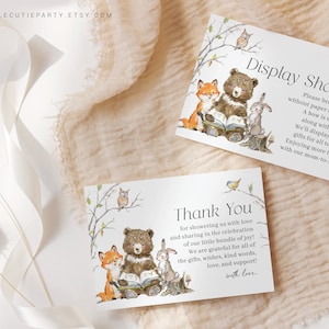 Editierbare Story Book Baby Shower Dankeskarte, Baby Shower Display Card für Storybook Baby Shower Decor STBBS001