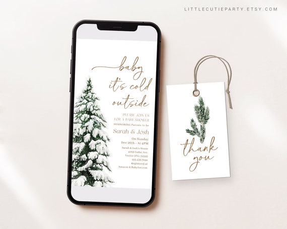 Editable Baby It's Cold Outside Evite, Winter Shower Invite (Digital) WINBS001