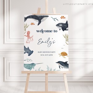 Editable Ocean Baby Shower Welcome, Under the Sea Baby Shower Welcome Sign, Ocean Baby Shower Sign Decorations OCENBS002