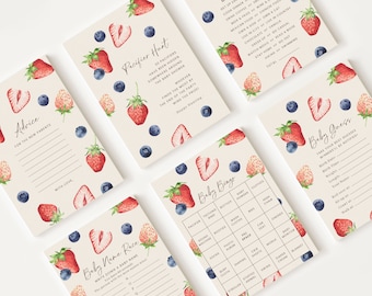 10 Editable Berry Sweet Baby Shower Games, Berry Baby Shower Games Bundle, Blueberry and Strawberry Baby Shower Games BRSBS001, BERGR002