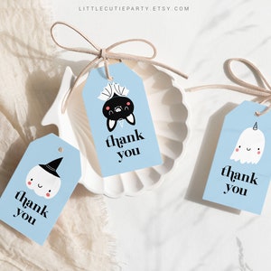 Editable Little Boo is Almost Due Favors, Halloween Baby Shower Favors, 3 Thank you Tags for Halloween Baby Shower Party HAWBS003