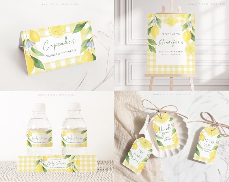 Redigerbart Mamas Main Squeeze Baby Shower-paket, Citron Baby Shower-paket med Main Squeeze Baby Shower-spel och dekor LMNBS003 bild 2