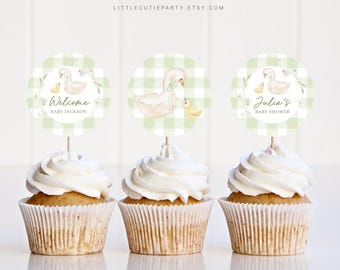 Editable Mother Goose Cake Topper, Silly Goose Baby Shower Cupcake Toppers, for Geese Baby Shower Decorations SLGBS001