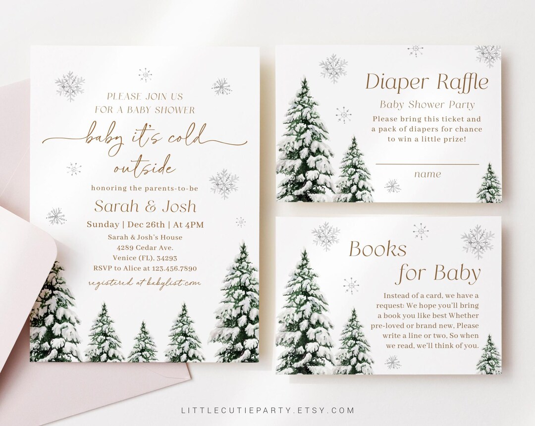 Editable Baby Its Cold Outside Baby Shower Invitation, Snowflake