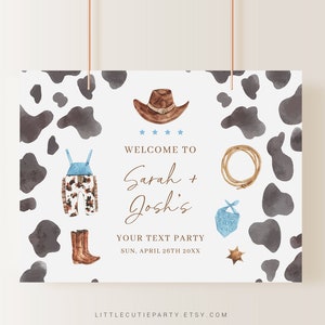 Editable Cowboy Baby Shower Banner, A Little Cowboy is On the Way Baby Shower Decorations, Backdrop for Wild West Baby Welcome Sign CWBBS001