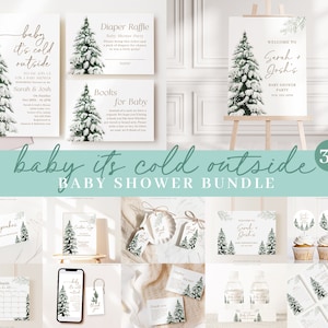 Editable Baby Its Cold Outside Baby Shower Bundle, Winter Baby Shower with Games Bundle and All Decorations WINBS001
