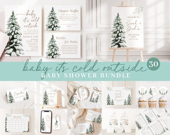 Bearbeitbares Baby Es ist kalt draußen Baby Shower Bundle, Winter Baby Shower mit Spiele Bundle und Alle Dekorationen WINBS001