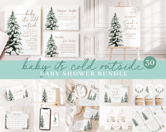 Editable Baby Its Cold Outside Baby Shower Bundle, Winter Baby Shower with Games Bundle and All Decorations WINBS001