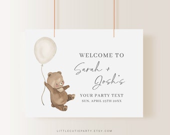 Editable Bearly Wait Baby Shower Backdrop Vinyl, We Can Bearly Wait Welcome Sign Decor, Backdrop for Bearly Wait Baby Shower Decor BRWBS001