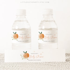 Editable A Little Cutie Water Bottle Labels, Bottle Label for Little Cutie Baby Shower Decorations LITTBS003