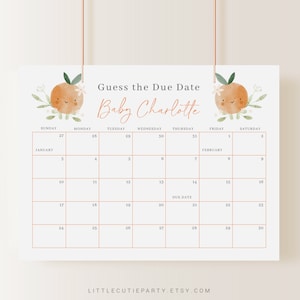 Bearbeitbar A Little Cutie Babypartykalender, Little Cutie Fälligkeitsdatumskalender, Babyparty Fälligkeitsdatumskalender Spiele für die Dusche LITTBS003