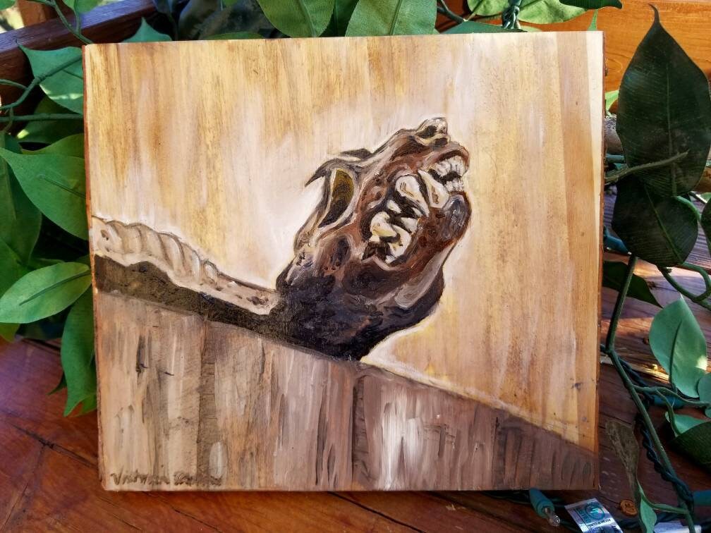 910 original oil painting on raw wood Etsy