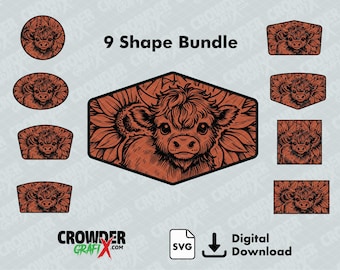 Highland Cow Sunflowers - Leather Patch Design