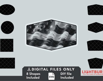 Waving Flag - Patch Shape Pack - Digital File for Laser Engraving