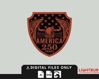 Eagle 250 Years v3 - Digital File for Laser Engraving - Lightburn File Included