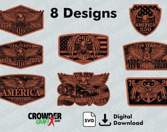 America 250 Years Design Bundle - Leather Patch Designs