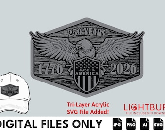 America 250 Years - Digital File for Laser Engraving - Lightburn File Included
