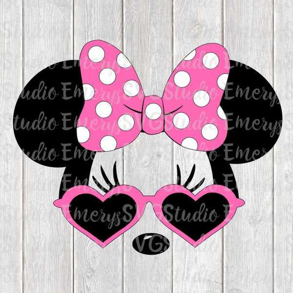 SVG DXF File for Minnie with Heart Sunglasses and Dot Bow