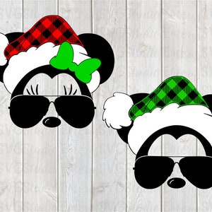 SVG  File for Plaid Santa Mickey and Minnie with Aviator Sunglasses